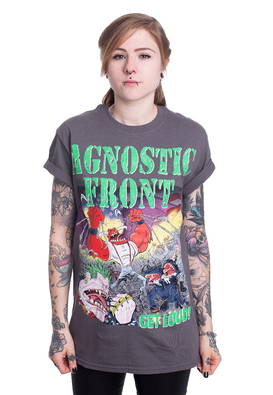 Agnostic Front - Get Loud! Cover Charcoal - - T-Shirts