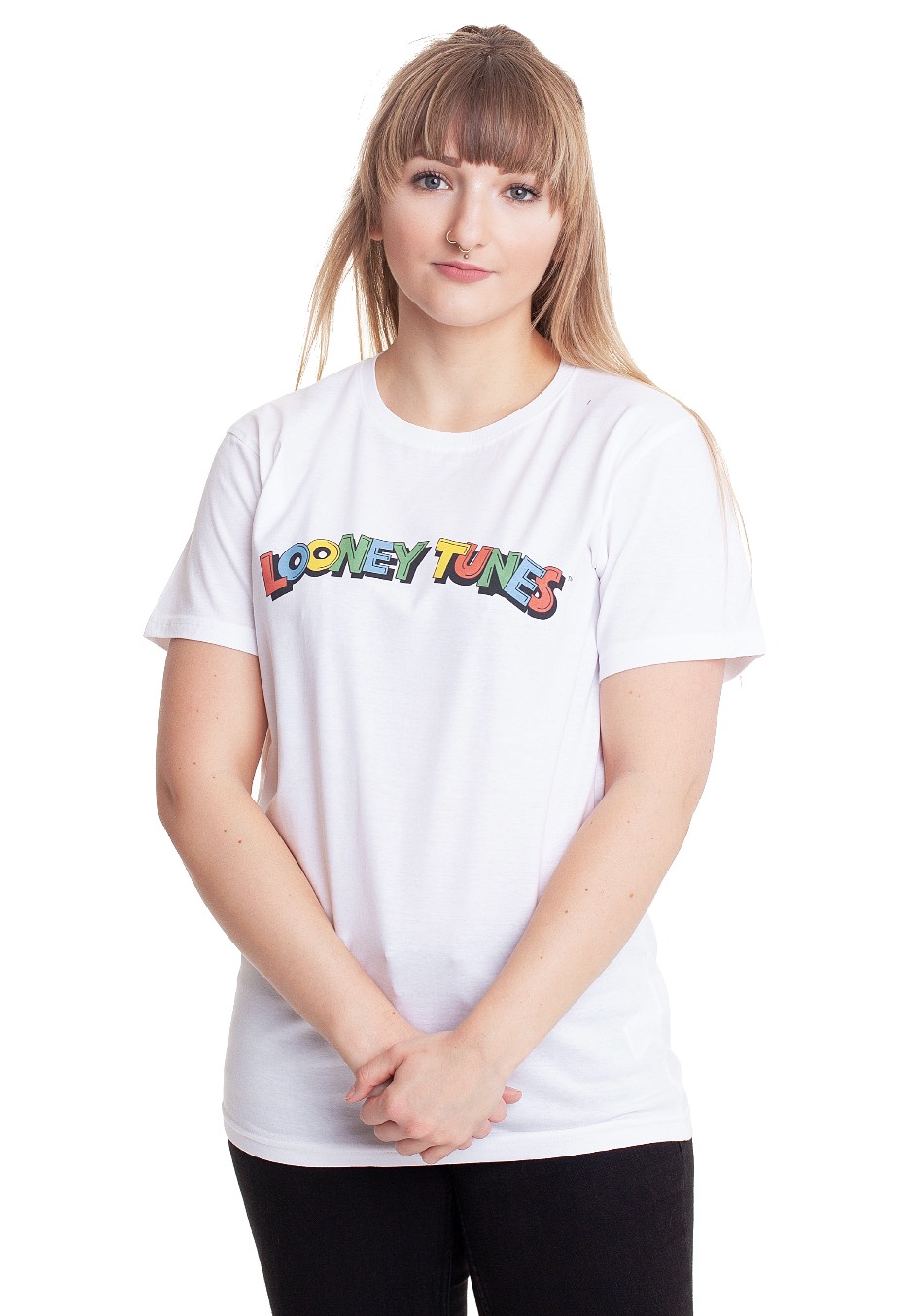 Looney Tunes - Block Multi Colour Logo White - - T-Shirts
