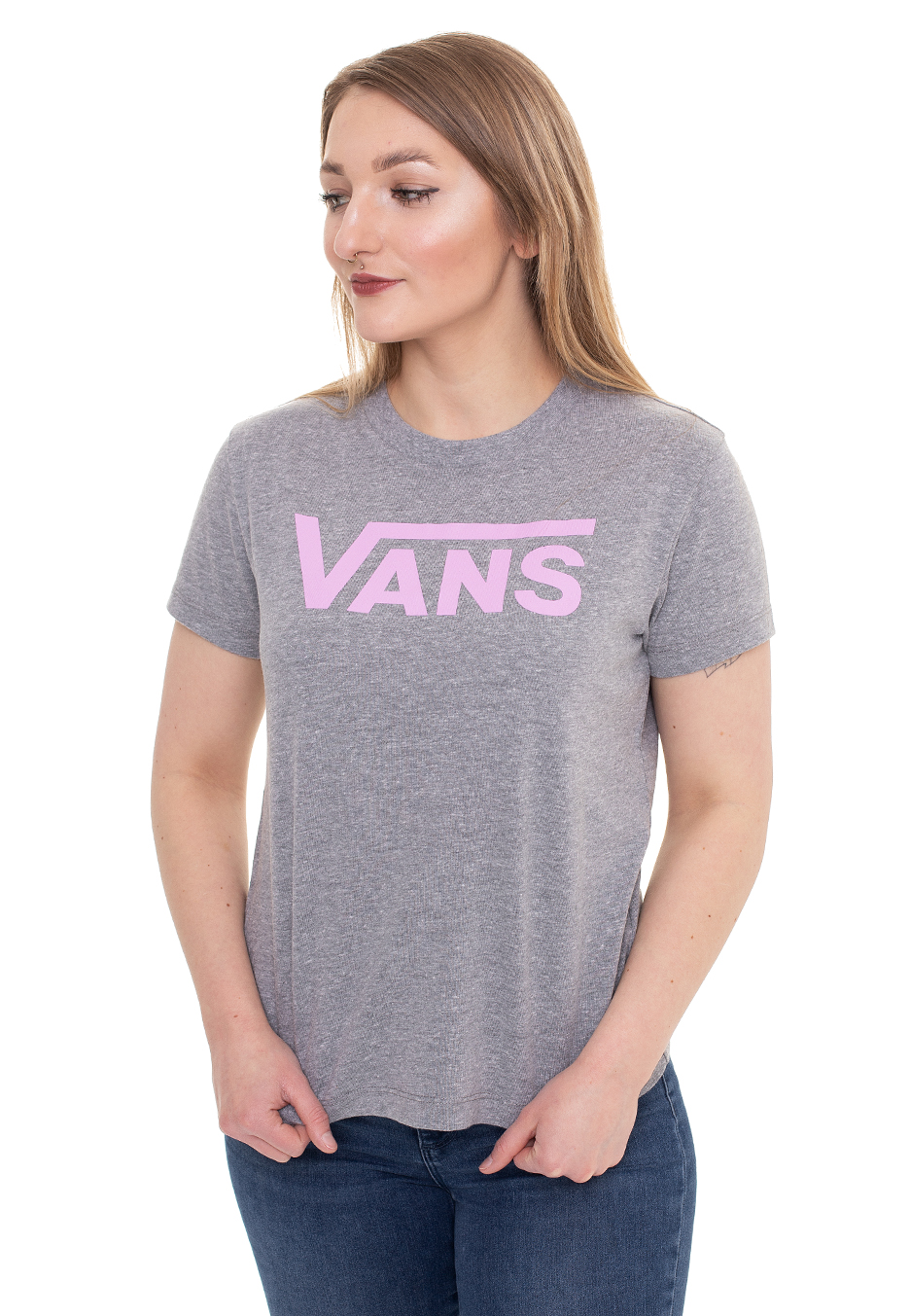 Vans - Flying V Crew Cement Heather/Orchid - - T-Shirts