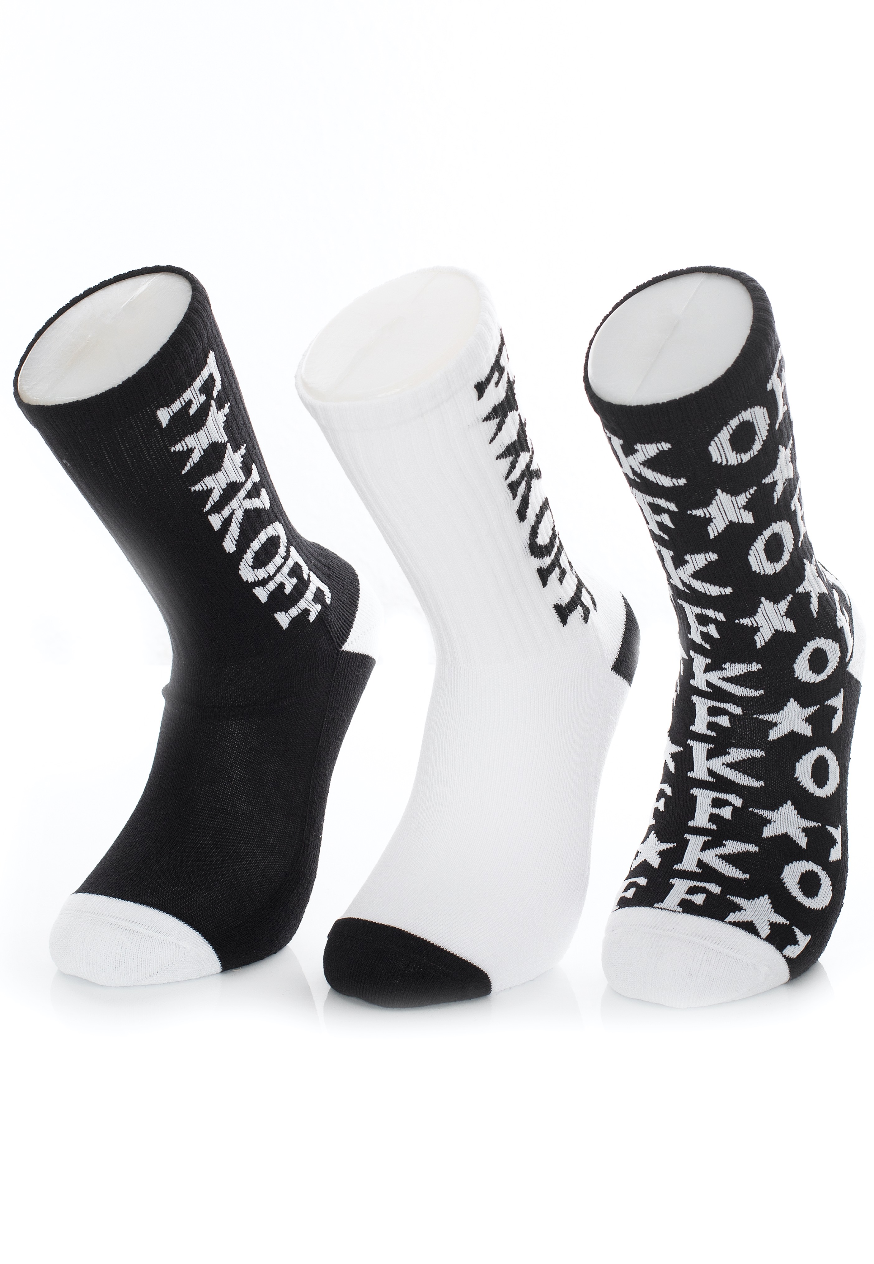 Mister Tee - Fuck OFF Allover Pack Of 3 Black/White - Socken