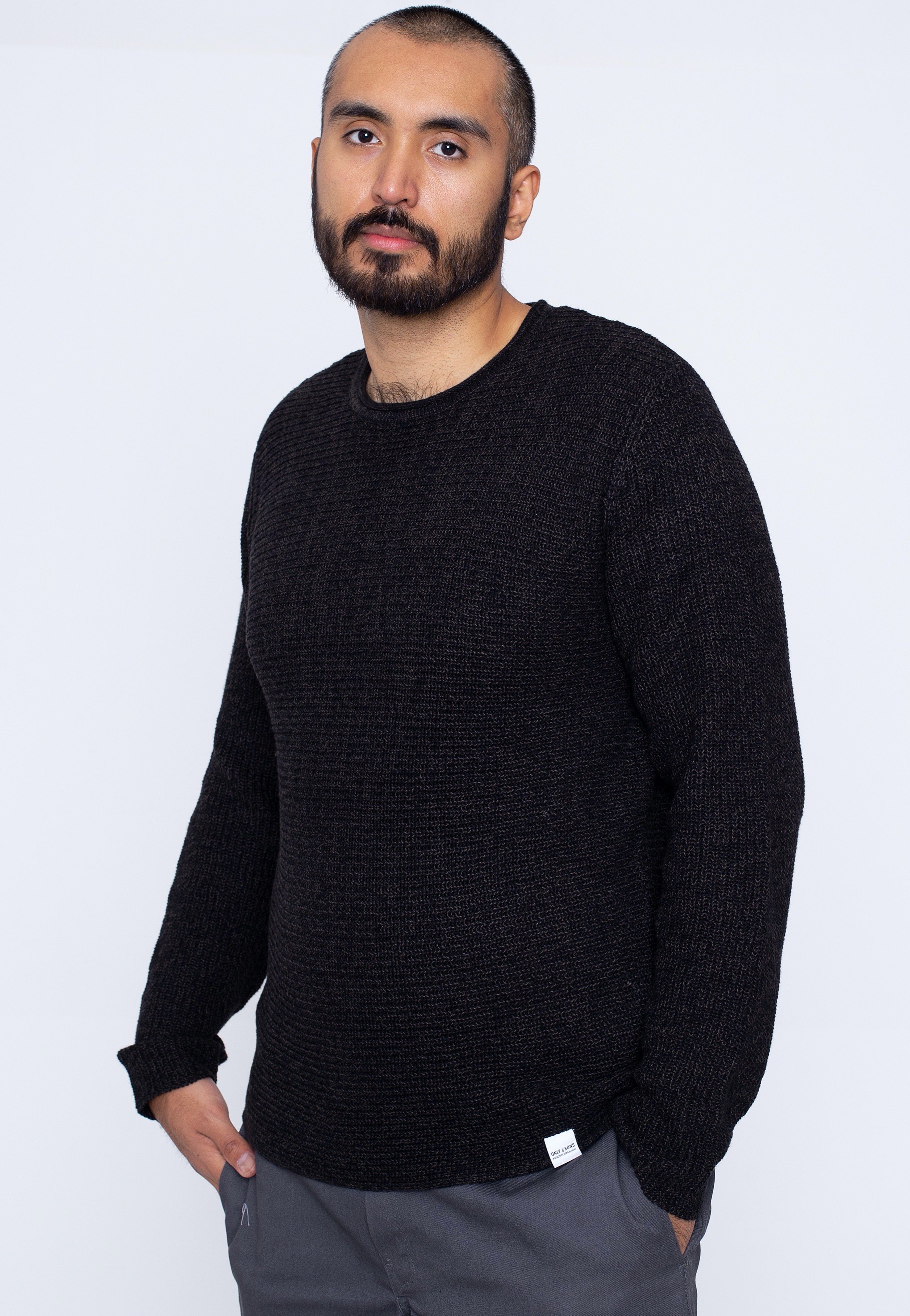 Only & Sons - Onssato Life 7 Knit Black - Strickpullover