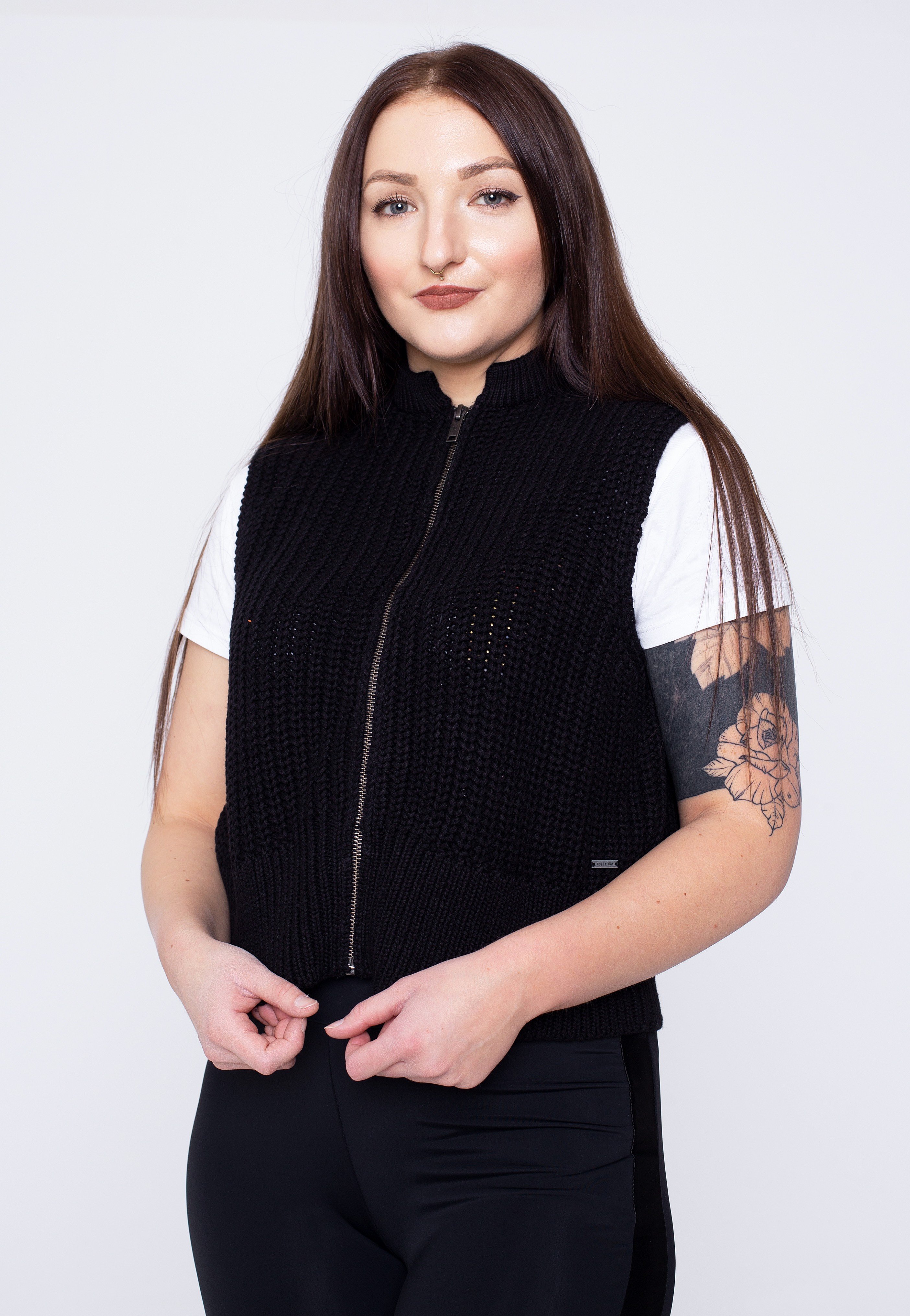 Noisy May - Lucia Zip Knit Black - Strickpullover