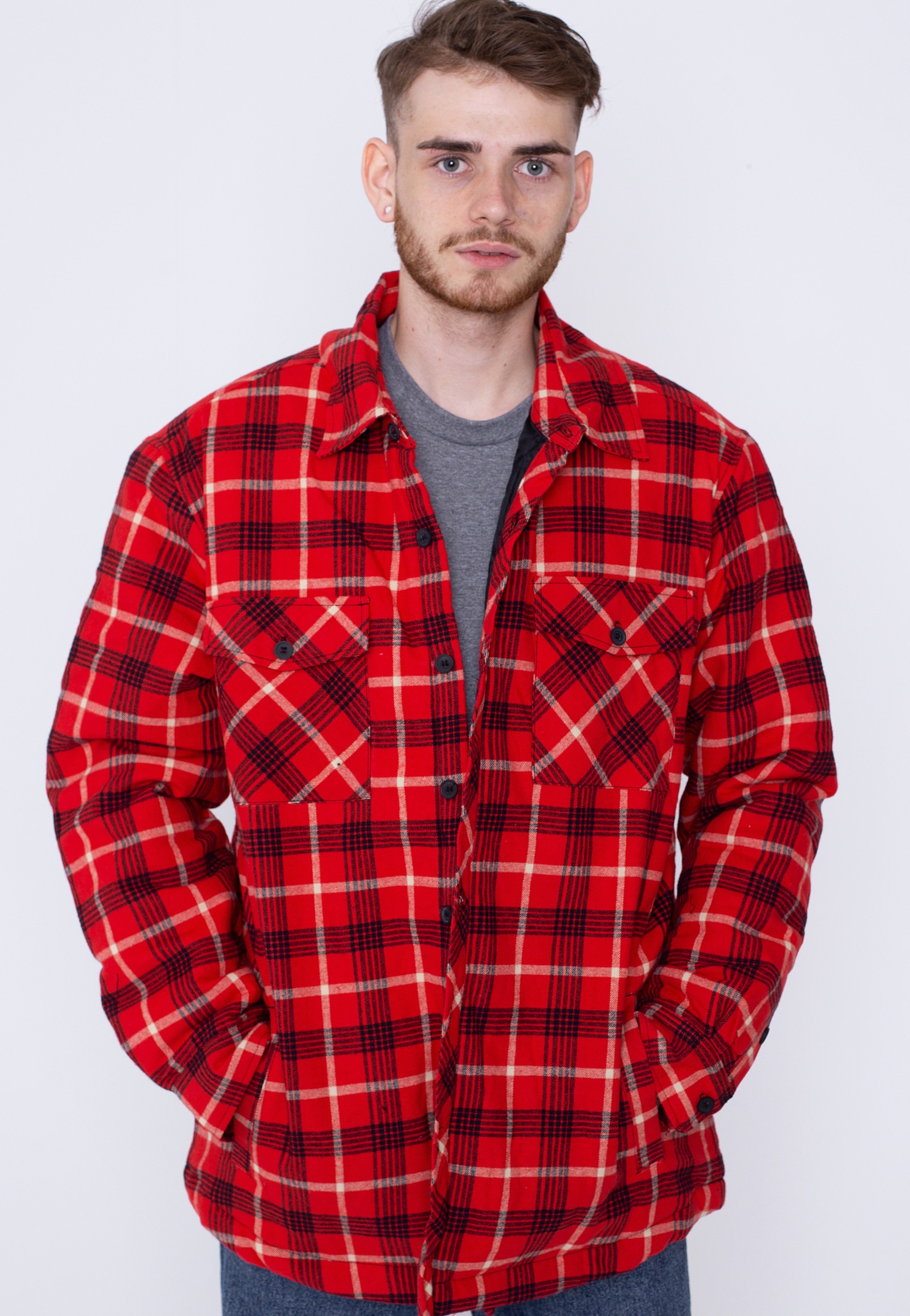 Urban Classics - Plaid Quilted Red/Black - Jacken