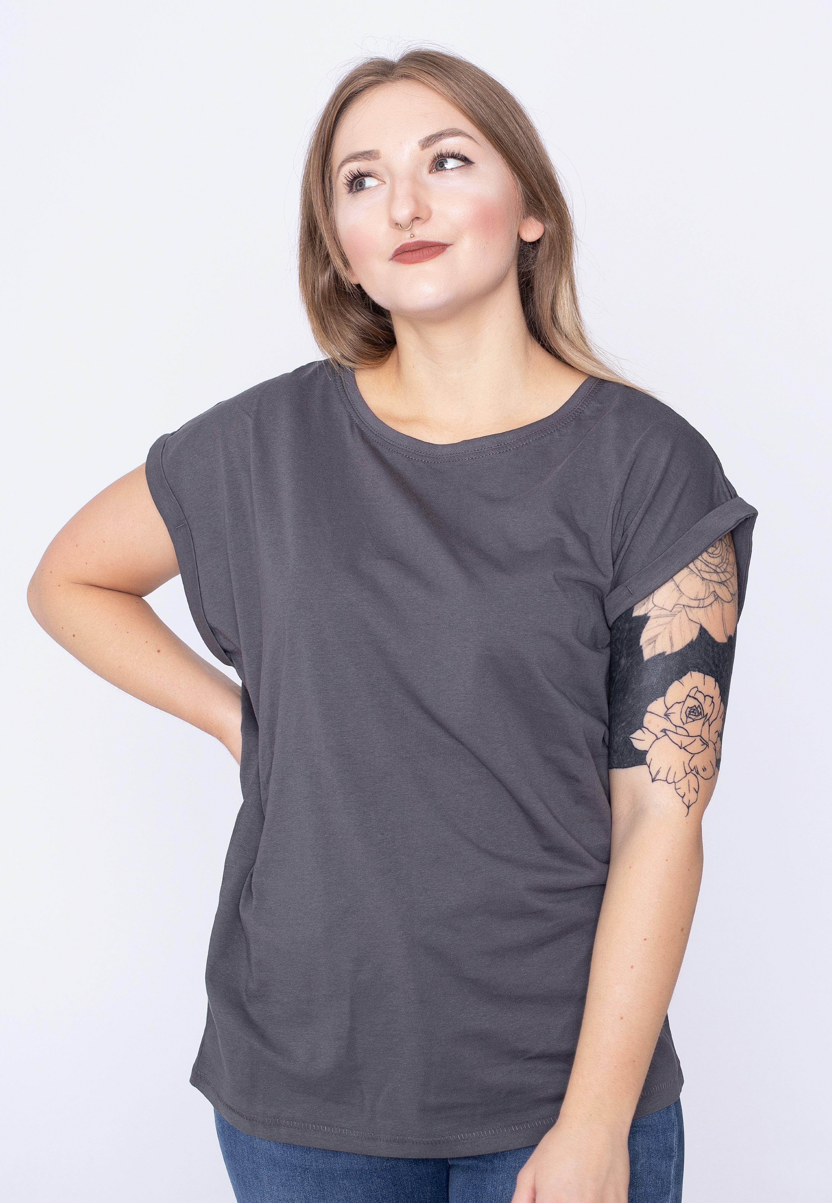Urban Classics - Ladies Extended Shoulder Dark Shadow - - T-Shirts