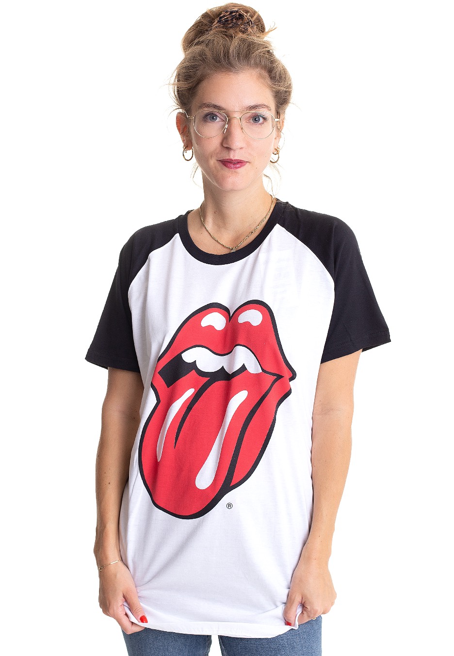 The Rolling Stones - Classic Tongue Black/ White - - T-Shirts