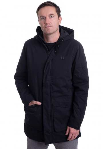 Fred Perry - Padded Hooded Black - Jacken