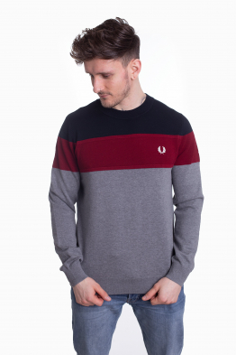 Fred Perry - Panelled Jumper Steel Marl - Sweater