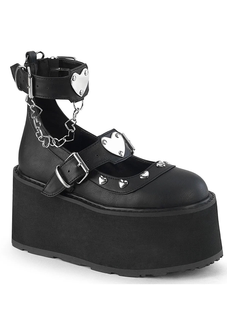 DemoniaCult 4 1/2 Platform Dual Strap Black Damen-Schuhe (Schwarz)