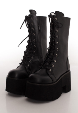 DemoniaCult - Ashes 105 Chunky Heel Black - Girl Schuhe - Schwarz - EU 39 - Synthetic/Textile/Gummi