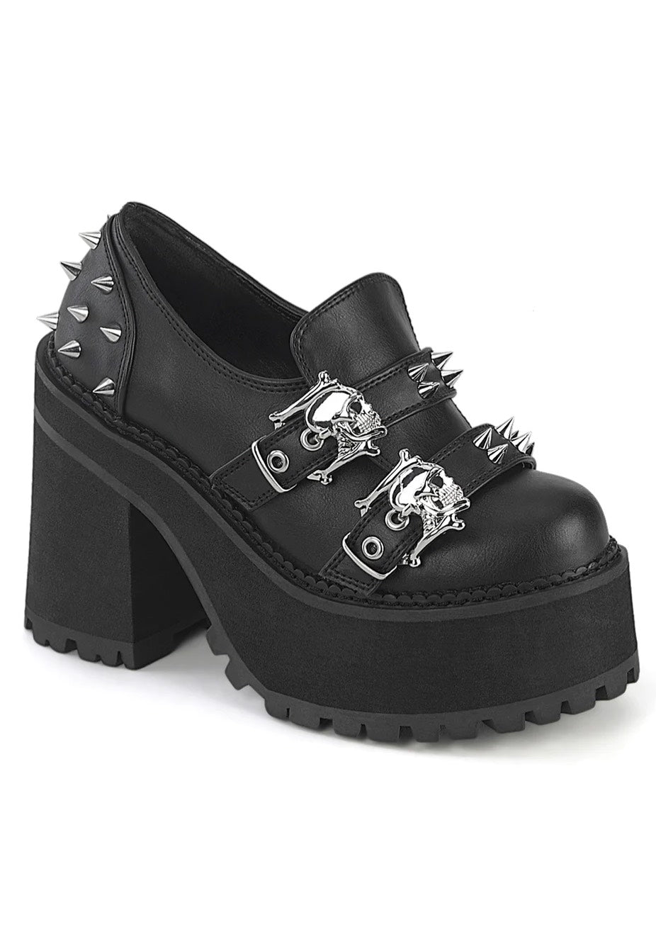 DemoniaCult Assault 38 Black High Heels (Schwarz)