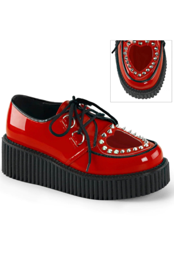 DemoniaCult - Creeper 108 Red Pat PVC - Girl Schuhe - Rot - EU 41 - Synthetic/Textile/Gummi,Kunstleder