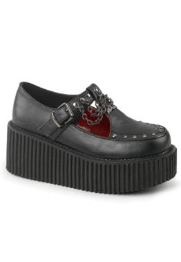 DemoniaCult - Creeper 215 Black Vegan Leather - Girl Schuhe - Schwarz - EU 38 - Synthetic/Textile/Gummi,Kunstleder