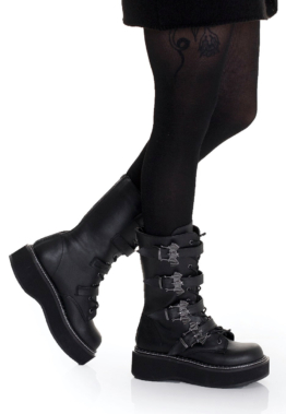 DemoniaCult - Emily 322 - Girl Schuhe - Schwarz - EU 36 - Synthetic/Textile/Gummi