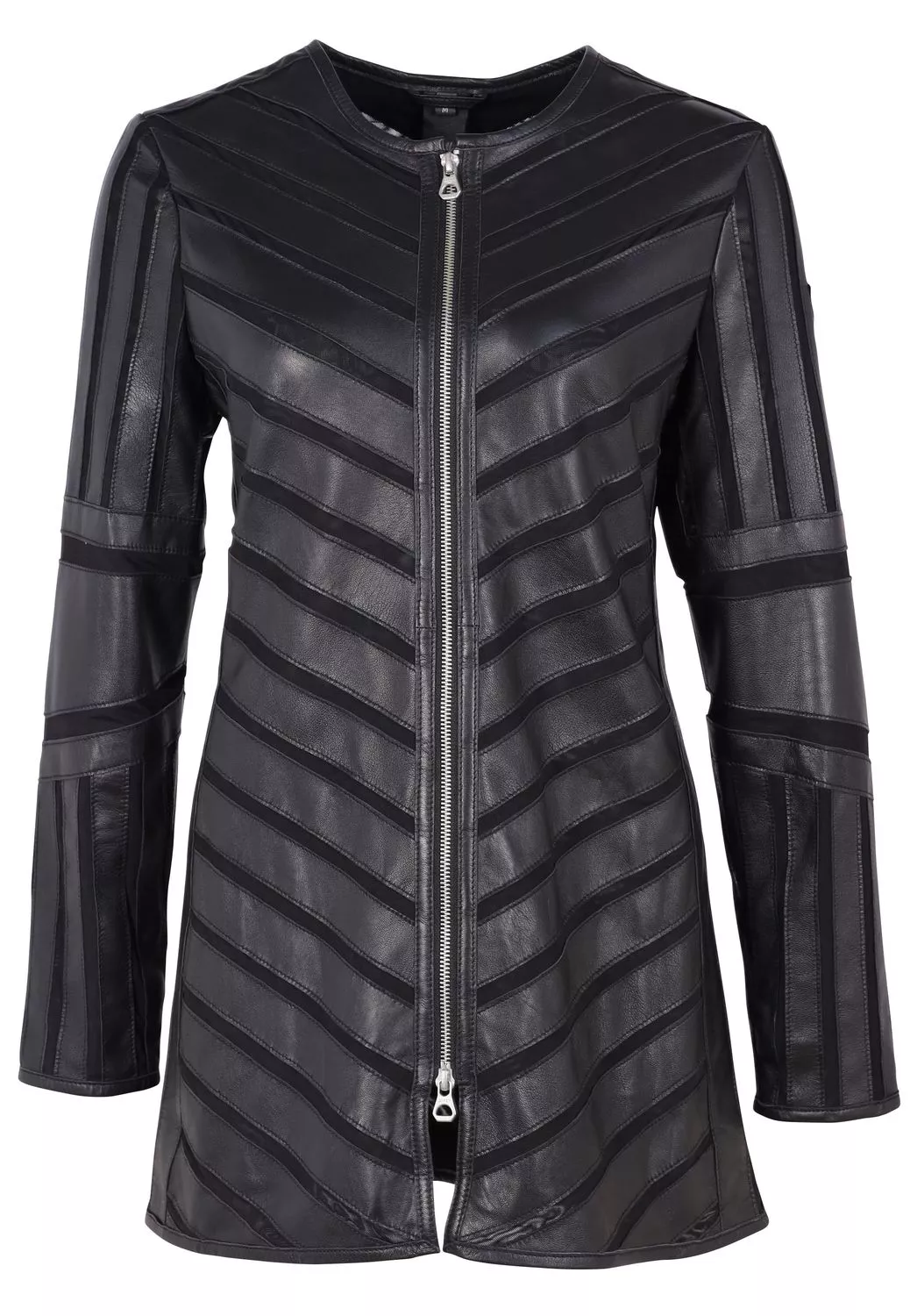 Gipsy Damen Langlederjacke GWNanni Lelev in black mit Mesh-Einsätzen