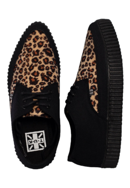 T.U.K. - Pointed Creeper Tan Leopard Vamp - Girl Schuhe - Schwarz - EU 36 - Textile/Textile/Gummi