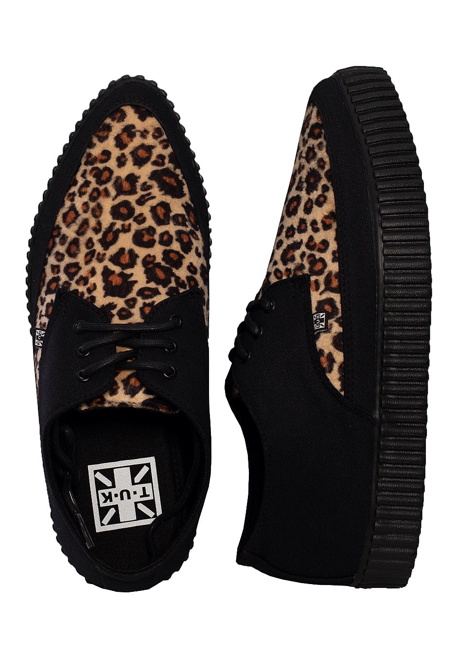 T.U.K. Pointed Creeper Tan Leopard Vamp Damen-Schuhe (Schwarz)