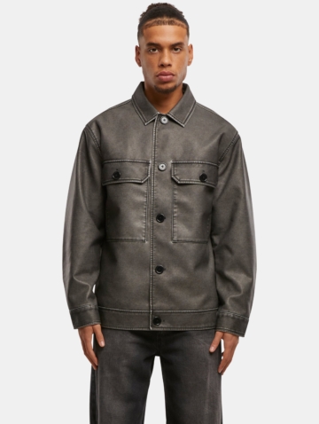 Urban Classics Synthetic Vintage Leather Shirt Jacket
