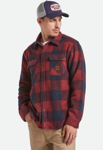Brixton – Bowery L/S Arctic Stretch Fleece Adrenaline Rush/Mood Indigo – Jacke – Weinrot – L – 100% Polyester