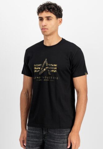 Alpha Industries – Basic Big Logo Effect Print Black – T-Shirt – Schwarz – M – 100% Baumwolle