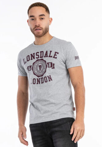 Lonsdale – Murrister Marl Grey/Oxblood – T-Shirt – Grau – XL – 90% Baumwolle, 10% Viskose