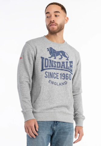 Lonsdale – Noss Marl Grey/Navy – Sweater – Grau – M – 90% Baumwolle, 10% Viskose