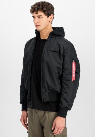 Alpha Industries – MA-1 Zip Hood Back Print Black/Reflective – Jacke – Schwarz – M – Außenmaterial: 100% Nylon; Futter: 100% Nylon; Wattierung: 100% Polyester