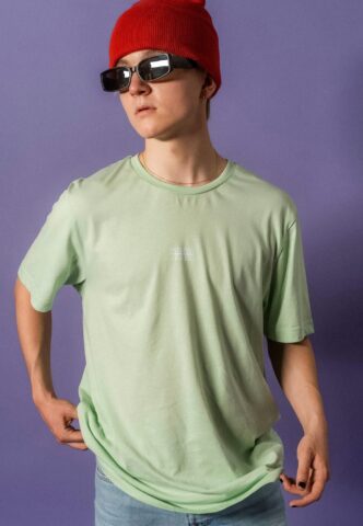 Green Berlin – Mint Logo Mintgrün Batik – T-Shirt – Grün – S – 100% Baumwolle