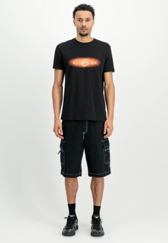 Alpha Industries – Lightning Black/Orange – T-Shirt – Schwarz – XL – 100% Baumwolle