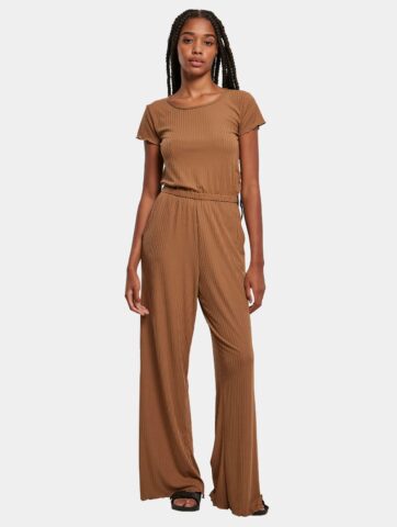 Urban Classics Ladies Rib Wid Leg Jumpsuit