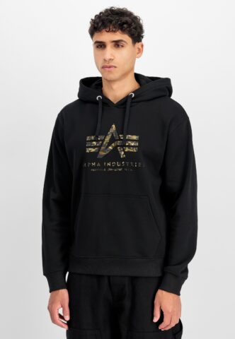Alpha Industries – Basic Big Logo Effect Print Black – Hoodie – Schwarz – M – 80% Baumwolle, 20% Polyester