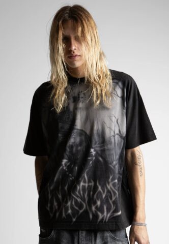 Wasted Paris – Chainsaw Boxy Faded Black – T-Shirt – Schwarz – L – 100% Baumwolle