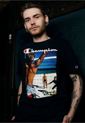 Champion – Crewneck NBK/WHT/NBK/WHT – T-Shirt – Schwarz – M – 100% Baumwolle