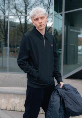 Fred Perry – Half Zip Black – Sweater – Schwarz – S – 100% Baumwolle