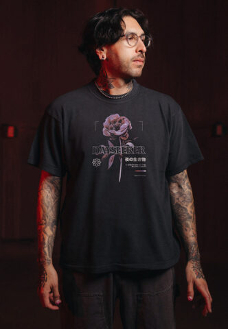 Dayseeker – Red Flower – T-Shirt – Schwarz – L – 100% Baumwolle,Jersey