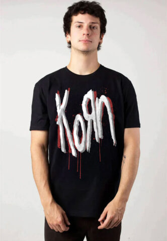 Korn – Dripping Logo – T-Shirt – Schwarz – L – 100% Baumwolle