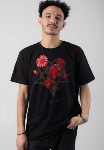 HIM – Heartagram Floral – T-Shirt – Schwarz – 3XL – 100% Baumwolle