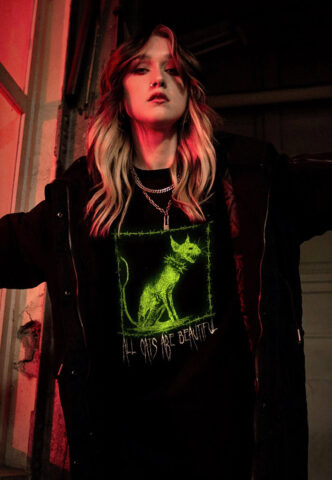 Impericon Merchandise – All Cats Are Beautiful GID – T-Shirt – Schwarz – M – 100% Baumwolle