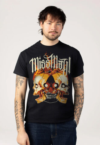 Miss May I – Flaming Skulls – T-Shirt – Schwarz – M – 100% Baumwolle