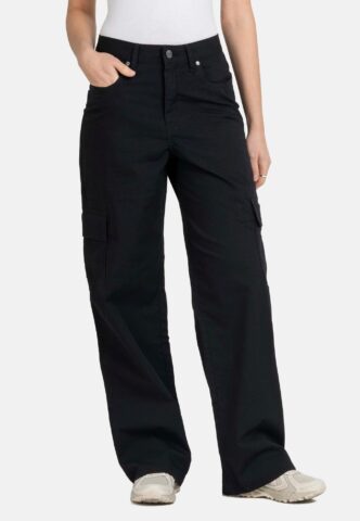 REELL – Mia Cargo Deep Black – Hose – Schwarz – W26 / L32 – 98% Baumwolle, 2% Elastan