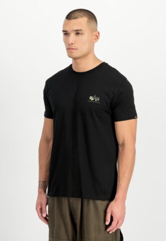 Alpha Industries – Camo Print Black – T-Shirt – Schwarz – L – 100% Baumwolle