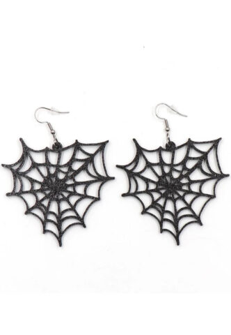 Easure – Glitter Web Black – Ohrringe – Schwarz – Onesize – 100% PVC