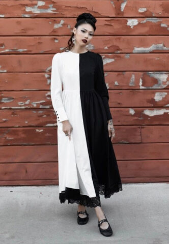 Lively Ghosts – Sisters Of The Moon – Kleid – Schwarz – XS – 70% Polyester, 27% Viskose, 3% Elastan