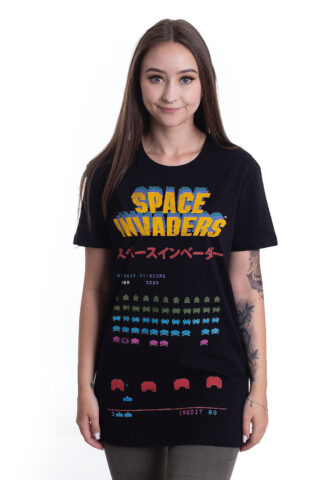 Space Invaders – Level – T-Shirt – Schwarz – S – 100% Baumwolle