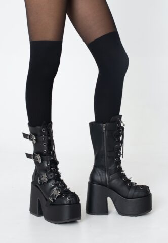 DemoniaCult – Camel 115 Black Vegan Leather – Girl Schuhe – Schwarz – EU 38 – Synthetic/Textile/Gummi