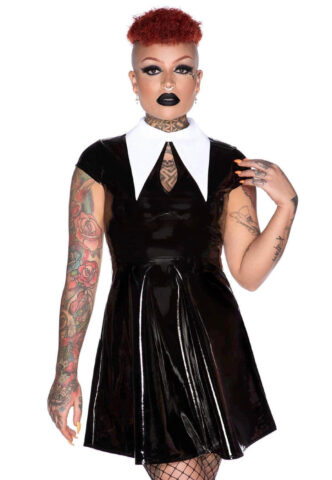 Killstar – Generation Hex Gloss Skater Black – Kleid – Schwarz – XS – 55% Polyester, 45% PU