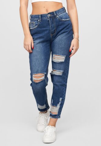 Cloud5ive High-Waist Boyfriend Destroyed Jeans Hose 5-Pockets