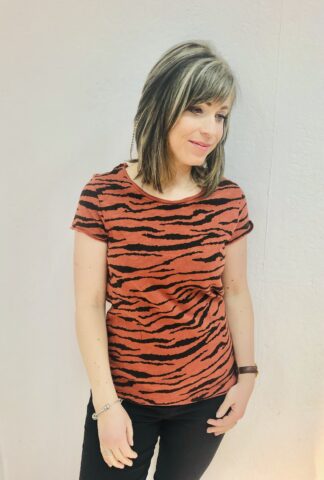 Munich Freedom Kurzarm Shirt mit Zebra-Print terracotta