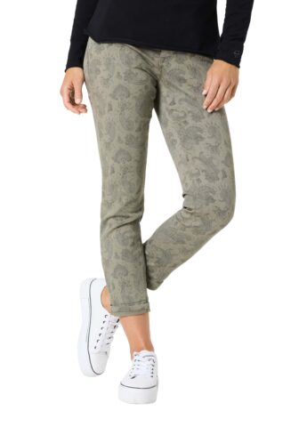 Timezone 7/8 Damenjeans Slim NaliTZ olive paisley