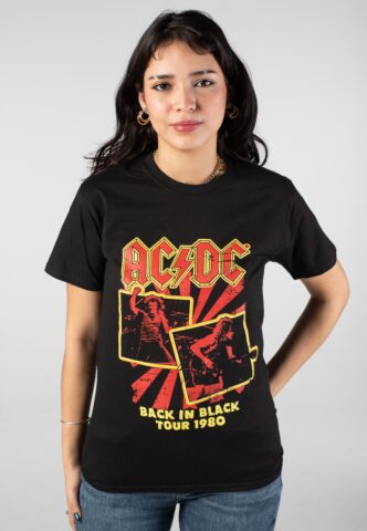 AC/DC – Back in Black Tour 1980 – T-Shirt – Schwarz – XXL – 100% Baumwolle