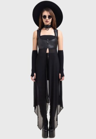 Killstar x Kihilist – Acendance – Duster – Schwarz – S – 60% Polyurethan, 40% Polyester
